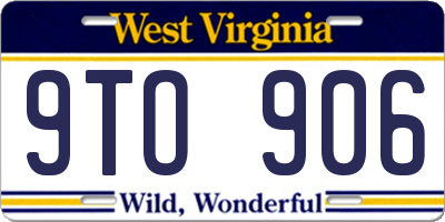 WV license plate 9TO906