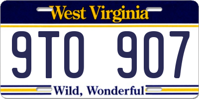 WV license plate 9TO907