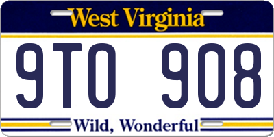 WV license plate 9TO908