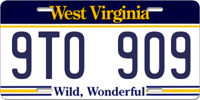 WV license plate 9TO909
