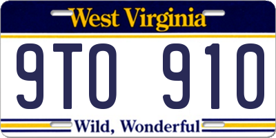 WV license plate 9TO910