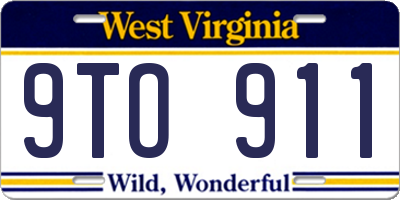 WV license plate 9TO911