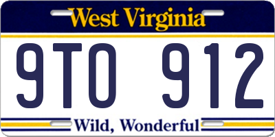 WV license plate 9TO912