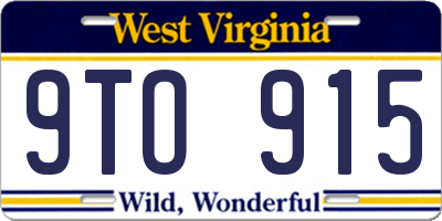 WV license plate 9TO915