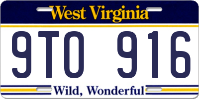 WV license plate 9TO916