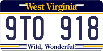 WV license plate 9TO918