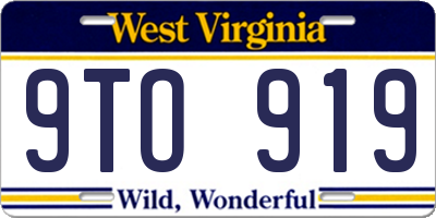 WV license plate 9TO919