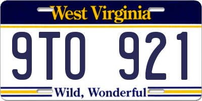 WV license plate 9TO921