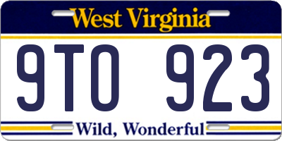 WV license plate 9TO923