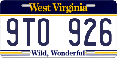 WV license plate 9TO926