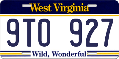WV license plate 9TO927