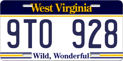 WV license plate 9TO928