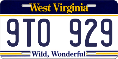 WV license plate 9TO929