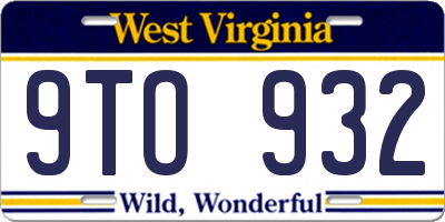 WV license plate 9TO932