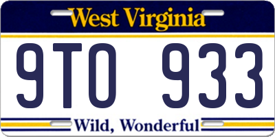 WV license plate 9TO933