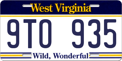 WV license plate 9TO935