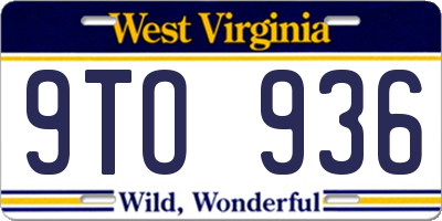 WV license plate 9TO936