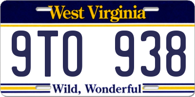 WV license plate 9TO938