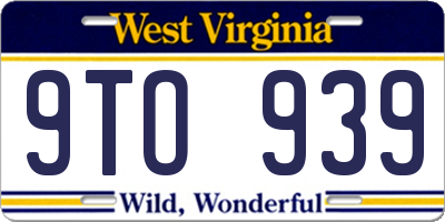WV license plate 9TO939