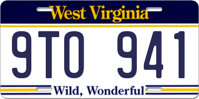 WV license plate 9TO941