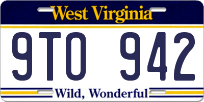 WV license plate 9TO942