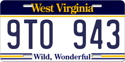 WV license plate 9TO943