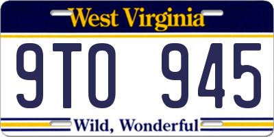 WV license plate 9TO945