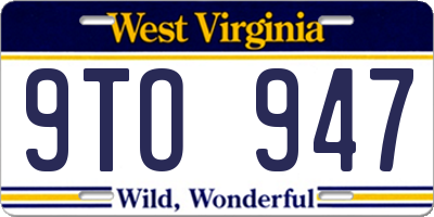 WV license plate 9TO947
