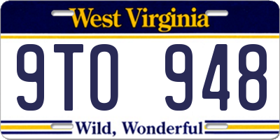 WV license plate 9TO948