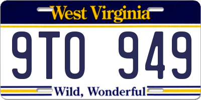 WV license plate 9TO949