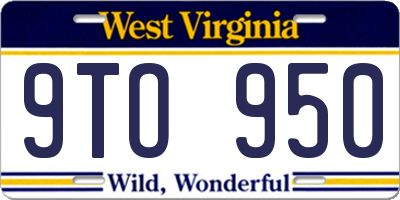 WV license plate 9TO950