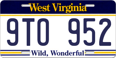 WV license plate 9TO952