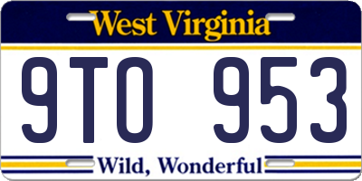 WV license plate 9TO953