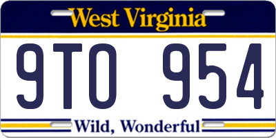 WV license plate 9TO954