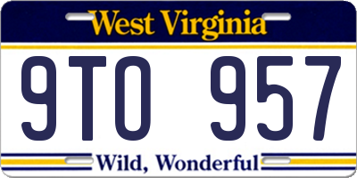 WV license plate 9TO957