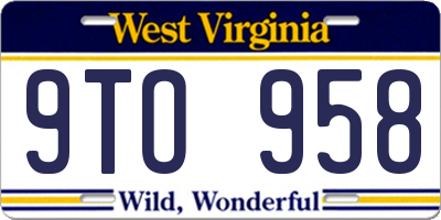 WV license plate 9TO958