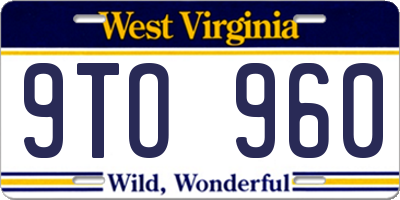 WV license plate 9TO960