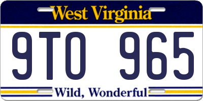 WV license plate 9TO965