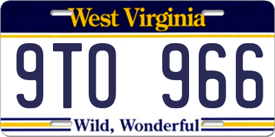 WV license plate 9TO966