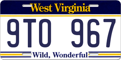 WV license plate 9TO967