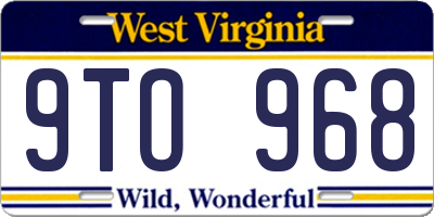 WV license plate 9TO968
