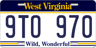 WV license plate 9TO970