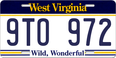 WV license plate 9TO972