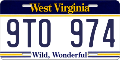 WV license plate 9TO974