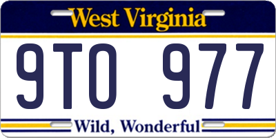 WV license plate 9TO977