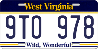 WV license plate 9TO978
