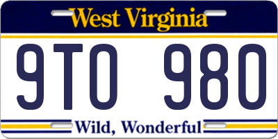 WV license plate 9TO980
