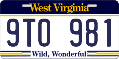WV license plate 9TO981