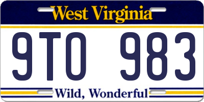 WV license plate 9TO983