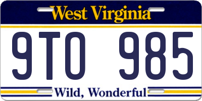 WV license plate 9TO985